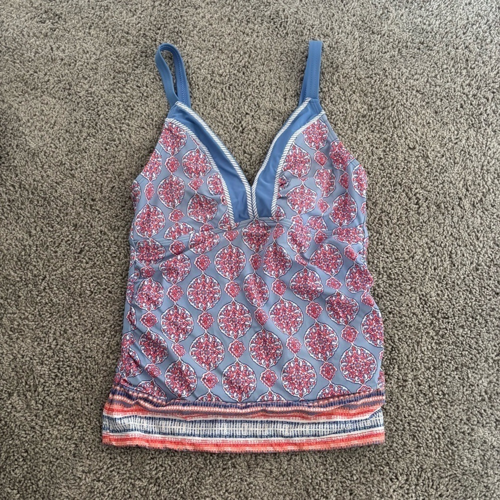 Talbots Cabana Life Women's Patterned Adjustable Straps Tankini Top Size Small